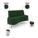 Ver imagem 3 de Sofá 2 Lugares Living 135cm Pé Ferro Dourado Maraú Veludo Verde K01 - D'Rossi