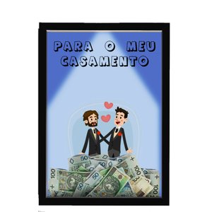 Quadro Caixa Cofre 33x43 cm Para o seu Casamento (Com Led)Nerderia e Lojaria noivos preto