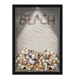 Quadro Caixa Porta Conchas 33x43 cm (Com Led) Lojaria e Nerderia. conchas areia preto - 1