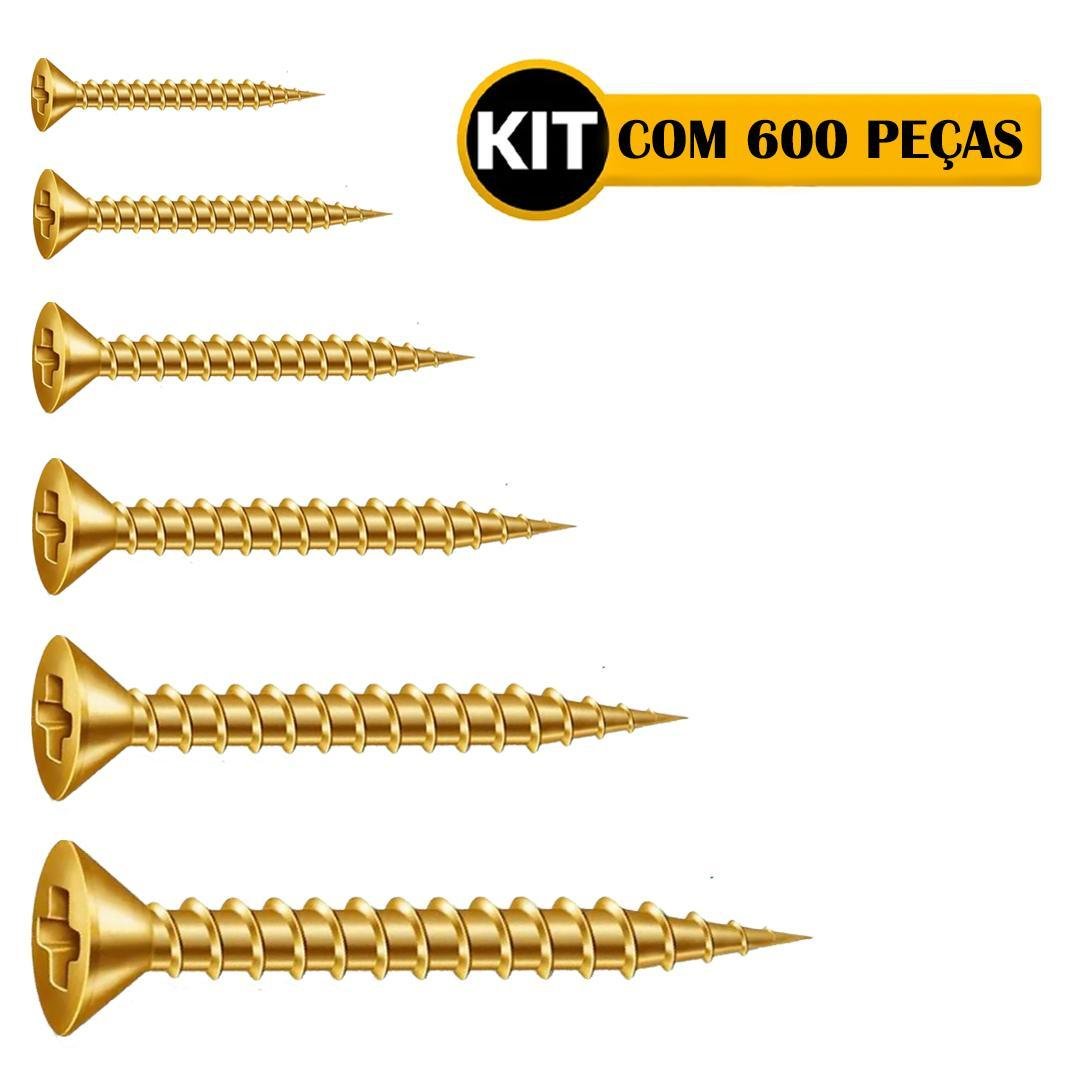 Kit 600 Parafusos Cabeça Chata Marcenaria Mdf Moveis 3.5mm