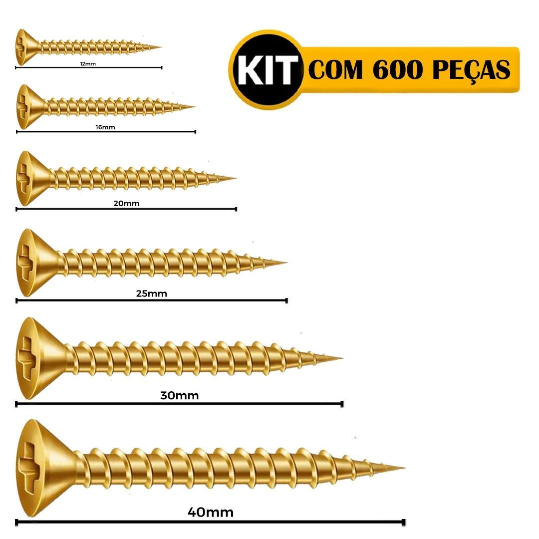 Kit 600 Parafusos Cabeça Chata Marcenaria Mdf Moveis 3.5mm - 2