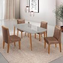 Ver imagem 1 de Mesa de Jantar Copper 120cm Tampo Mdf 4 Cadeiras Moderna Tork/off/naturale/serig. Off