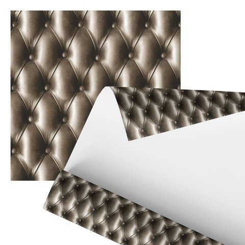 Papel de Parede Adesivo Estofado Couro Sofá Botão 2,80m