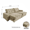 Sofá Retrátil e Reclinável Califórnia Bege, 2,10m com Molas Ensacadas - 2