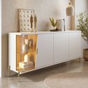 Ver imagem 1 de Buffet Aparador Sala de Jantar 179cm com LED Mercuri Off/Freijó C05 - Mpozenato