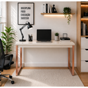 Ver imagem 3 de Escrivaninha Mesa Computador Estudo Office Aparador Pés Aço- Off White Cobre