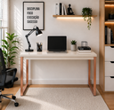 Ver imagem 3 de Escrivaninha Mesa Computador Estudo Office Aparador Pés Aço- Off White Cobre