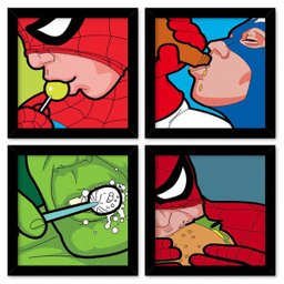 Quadro 23x23cm (4 und.) Nerderia e Lojaria food herois preto - 1