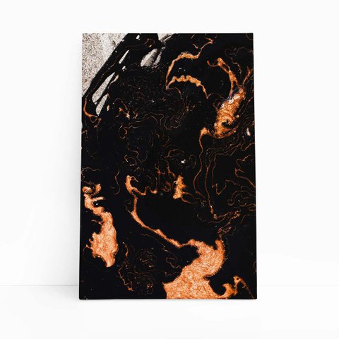 Tons de Laranja Preto Abstrato Tinta Quadro Canvas 100x70cm