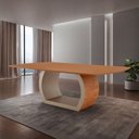 Ver imagem 2 de Mesa para Sala de Jantar Ellis 220cm Madeira Moderna Mobília Cinamomo com Champanhe/cinamomo Imbuia