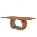 Ver imagem 1 de Mesa para Sala de Jantar Ellis 220cm Madeira Moderna Mobília Cinamomo com Champanhe/cinamomo Imbuia