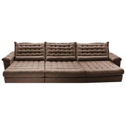 Sofá Retrátil e Reclinável 4,15m Molas Ensacadas Cama inBox Big Space com Bordado 3D Velusoft - 5