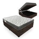 Ver imagem 1 de Cama Box com Baú Casal Cama Box Baú Casal Espuma Macia Acoplado Suede Marrom 138cm 188cm