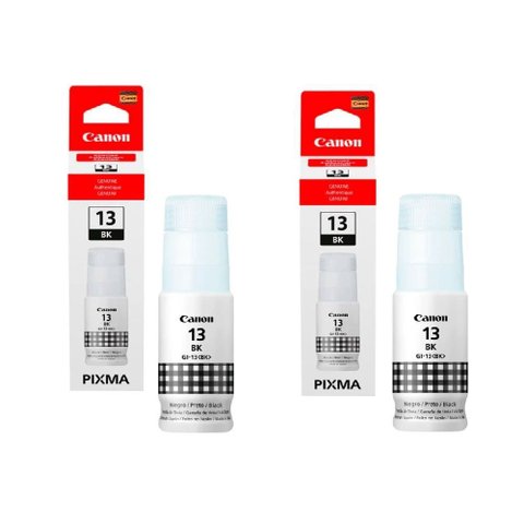 2 Tintas Canon Gi-13 Gi13 Preto Bk Original para Impressora Mega Tank G510 G610 G-510 G-610