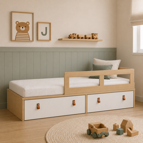 Cama Infantil com Gavetões e Proteção Lateral Linha Join Quater