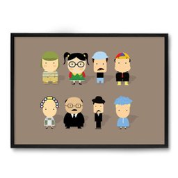 Quadro Decorativo 23x33cm Nerderia e Lojaria chaves personagens preto - 1