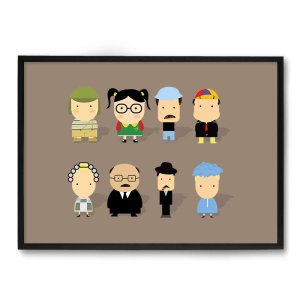 Quadro Decorativo 23x33cm Nerderia e Lojaria chaves personagens preto