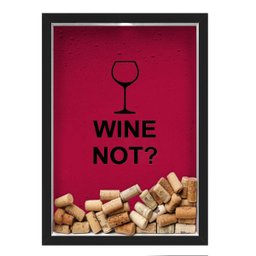 QUADRO CAIXA 33X43 cm PORTA ROLHA VINHO NERDERIA E LOJARIA vinho wine not preto - 1