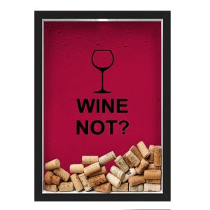 QUADRO CAIXA 33X43 cm PORTA ROLHA VINHO NERDERIA E LOJARIA vinho wine not preto