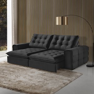 Sofá Retrátil e Reclinável Galliano 2,10m - Fortbello Estofados:preto