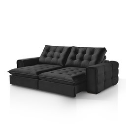 Sofá Retrátil e Reclinável Galliano 2,10m - Fortbello Estofados:preto - 3