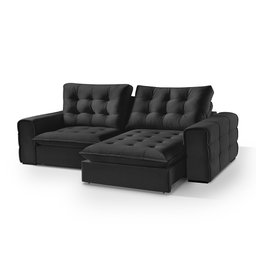 Sofá Retrátil e Reclinável Galliano 2,10m - Fortbello Estofados:preto - 2