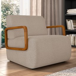 Poltrona Decorativa Orgânica Bruxelas K01 Bouclê Bege - Lyam Decor - 2