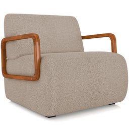 Poltrona Decorativa Orgânica Bruxelas K01 Bouclê Bege - Lyam Decor - 1