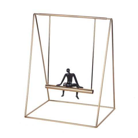Peça Decorativa de Metal e Resina Dourada e Preto 36cm RKP0010 BTC