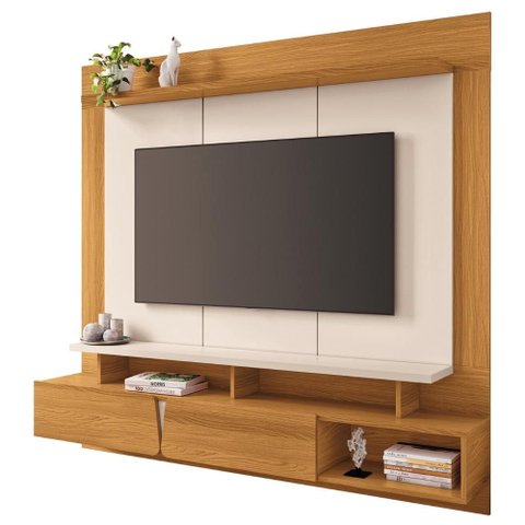 Painel Tv 65 Pol 160cm Bancada Suspensa Zenith Cinamomo/off - Hb Móveis