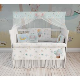 Kit berço elefantinho balãozinho azul para quarto de bebê KT23 - 1
