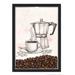 QUADRO CAIXA 33X43 PORTA GRÃOS DE CAFE Nerderia e Lojaria graos cafe maquina preto - 1