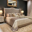 Ver imagem 2 de Cabeceira de Cama Casal Bergere com Estofamento Veludo Cinza com Capitonê