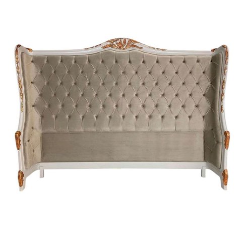 Cabeceira de Cama Casal Bergere com Estofamento Veludo Cinza com Capitonê
