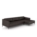 Ver imagem 2 de Sofá Bipartido Sala de Estar Kiara 292cm Chaise Direito Pés de Ferro Couro Borgonha Manchado G52 - G