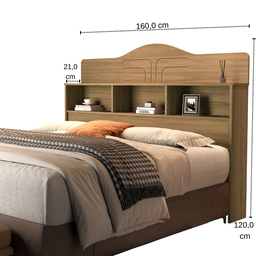 Cabeceira Queen para Box Casal 158 100% MDF 3 Nichos Vivian:‎ Amêndoa - 3