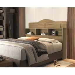 Cabeceira Queen para Box Casal 158 100% MDF 3 Nichos Vivian:‎ Amêndoa - 1