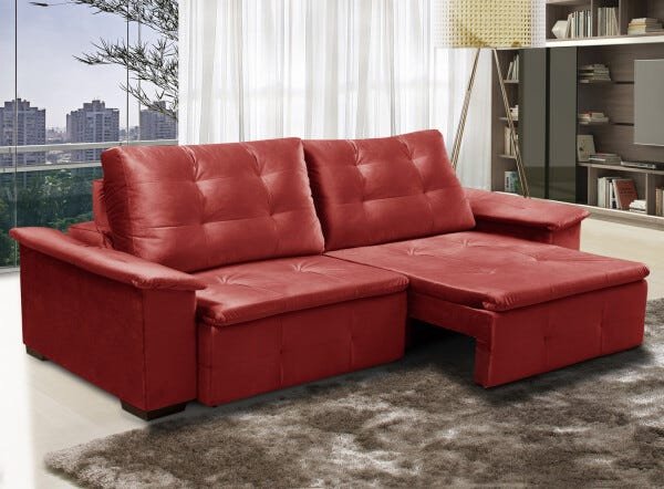 Sofá Veyron 3 Lugares 2,20M Retrátil e Reclinável Vermelho - 1