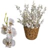 Galho Orquídea Chuva de Ouro Branca Flor Permanente 95cm - 1