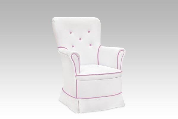 Poltrona Amamentação Sofia Fixa e Puff Branco/Lilas - 1