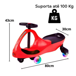 Brinquedo Gira Gira Car Fênix com Luzes Nas Rodas – Carro Giratório Infantil - Vermelho - 3