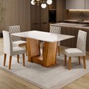 Ver imagem 1 de Mesa de Jantar 4 Lugares Floripa Mel/blonde/veludo Pastel - Viero Móveis