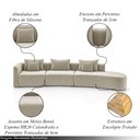 Ver imagem 3 de Sofá Curvo Decorativo Kimiko 427cm 5 Lugares Sala de Estar com Chaise Veludo Bege G52 - Gran Belo