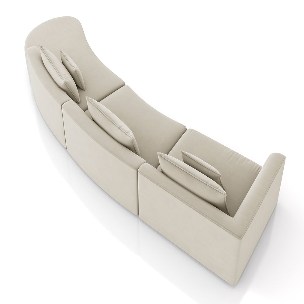 Sofá Curvo Decorativo Kimiko 427cm 5 Lugares Sala de Estar com Chaise Veludo Bege G52 - Gran Belo - 7