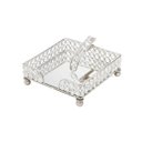 Ver imagem 2 de Porta Guardanapo de Ferro e Cristais Prateado 19cmx19cmx6cm Rojemac