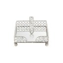 Ver imagem 4 de Porta Guardanapo de Ferro e Cristais Prateado 19cmx19cmx6cm Rojemac