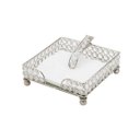Ver imagem 1 de Porta Guardanapo de Ferro e Cristais Prateado 19cmx19cmx6cm Rojemac