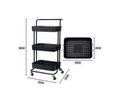Ver imagem 2 de Carrinho Organizador Multiuso 3 Prateleiras 42x35x86cm - Preto