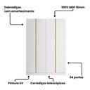 Ver imagem 5 de Guarda Roupa Casal Linea 4 Portas Bater 4 Gavetas MDF Branco e Peroba Mambel Móveis