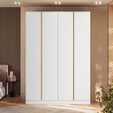 Ver imagem 1 de Guarda Roupa Casal Linea 4 Portas Bater 4 Gavetas MDF Branco e Peroba Mambel Móveis